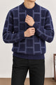 Brick Design Pattern Imported Round Neck Rabbit Wool Men's Sweater