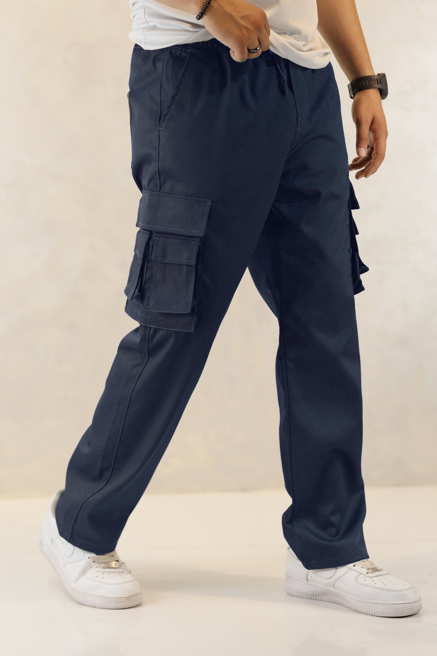 Turbo Relaxed Life Cotton Baggy Fit Trouser In Navy Blue