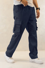 Turbo Relaxed Life Cotton Baggy Fit Trouser In Navy Blue