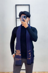 Brbrry Reversible Knight Extra Fine Wool Men Mufflers In Navy Blue