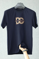 Dlce Gabana Vintage Patch Imported Round Neck T-Shirt In Navy Blue