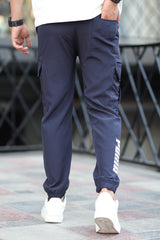 Pma x Nke Chic Micro 7 Pockets Cargo Trouser In Navy Blue