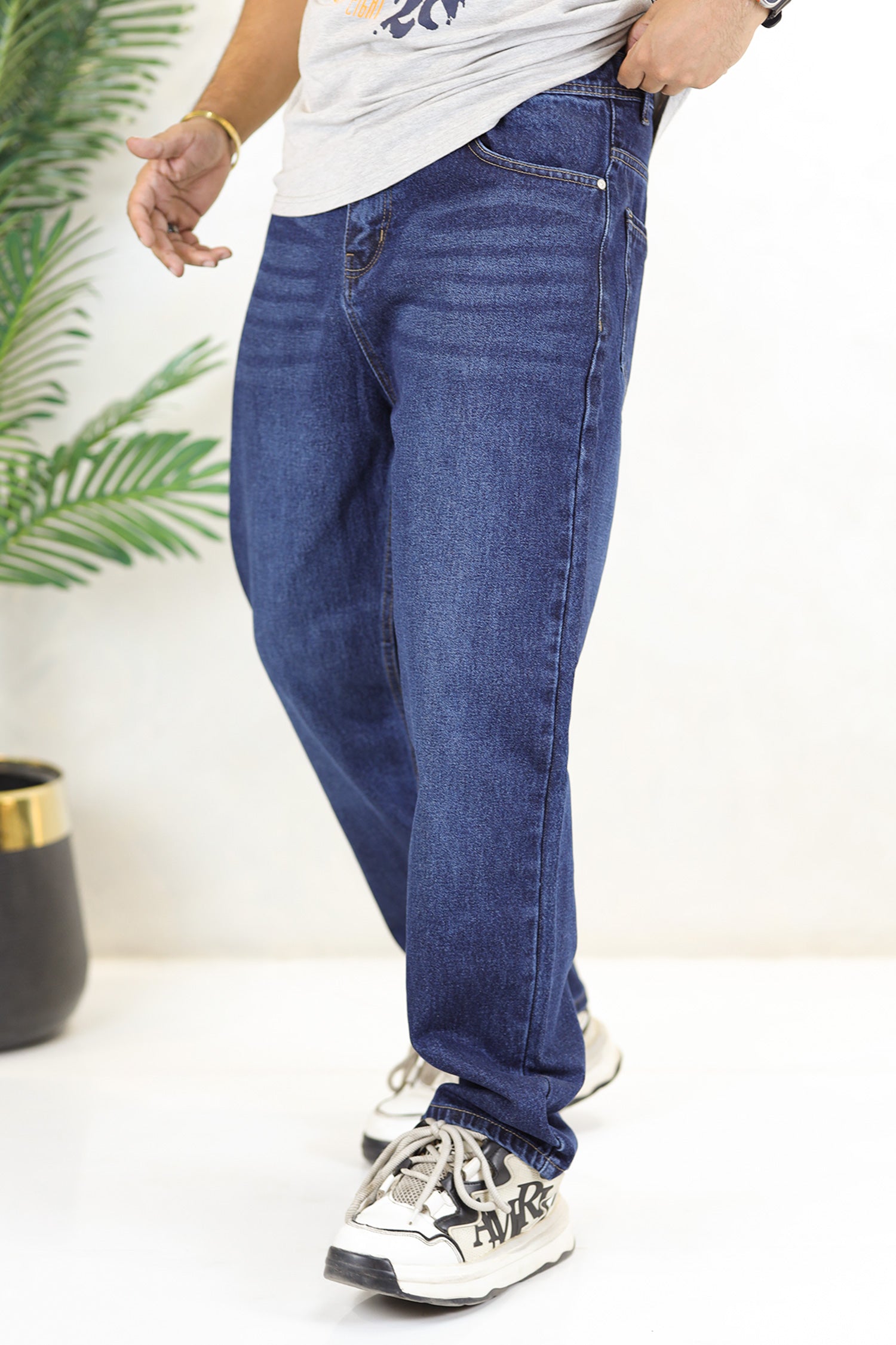 Hip-Hop High Rise Turbo Jeans in Navy Blue