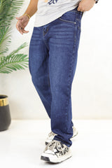 Hip-Hop High Rise Turbo Jeans in Navy Blue