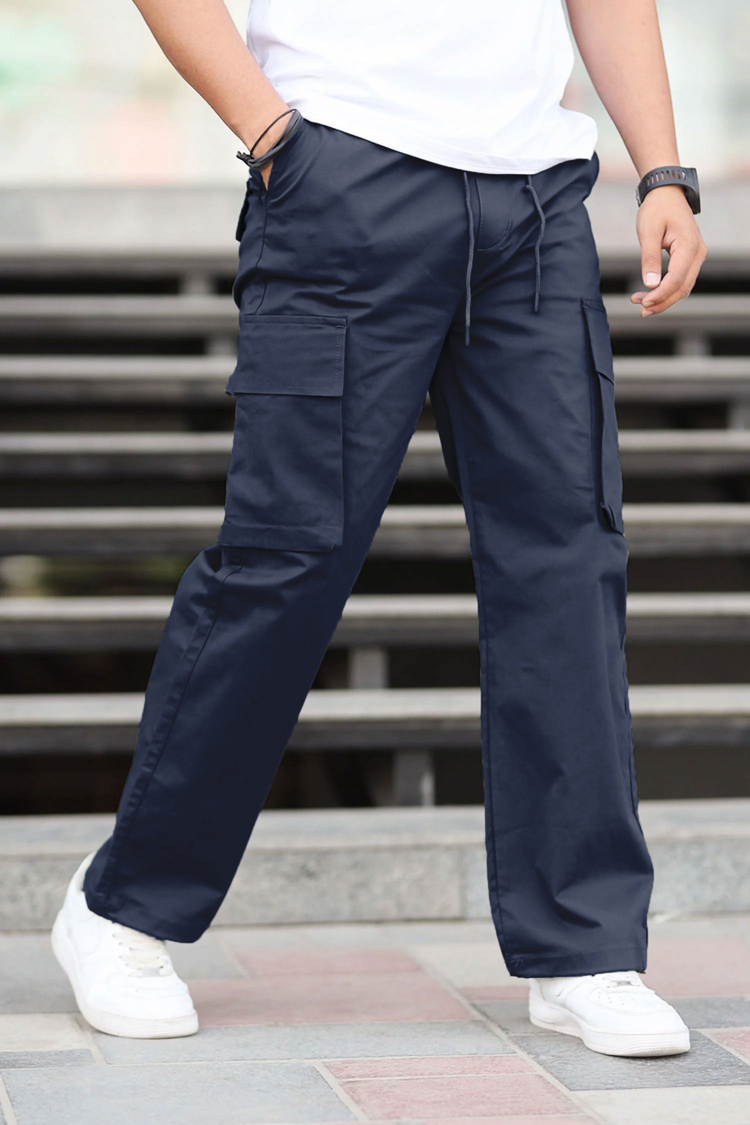 Turbo Relaxed Life Cotton Baggy Fit Trouser In Navy Blue
