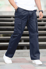 Turbo Relaxed Life Cotton Baggy Fit Trouser In Navy Blue