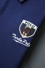 Turbo Polo Pony Badge Men's Polo Shirt In Navy Blue