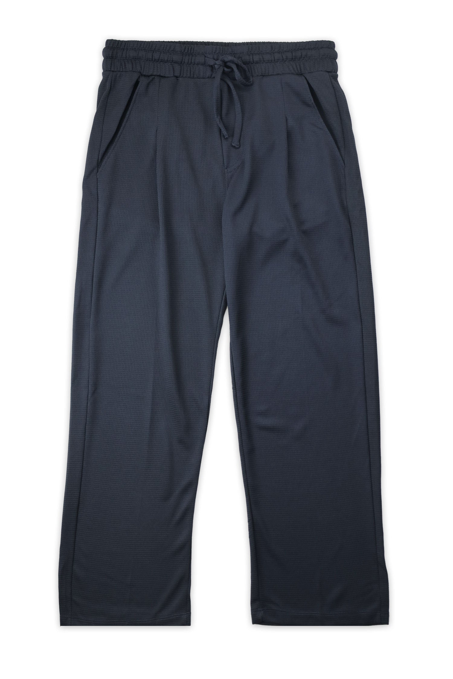 Turbo High Rise Pleated Waffle Pattern Loose Bottom Trouser