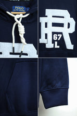 Rph Lren Polo Arts Letter Essential Fleece Hoodie In Navy Blue