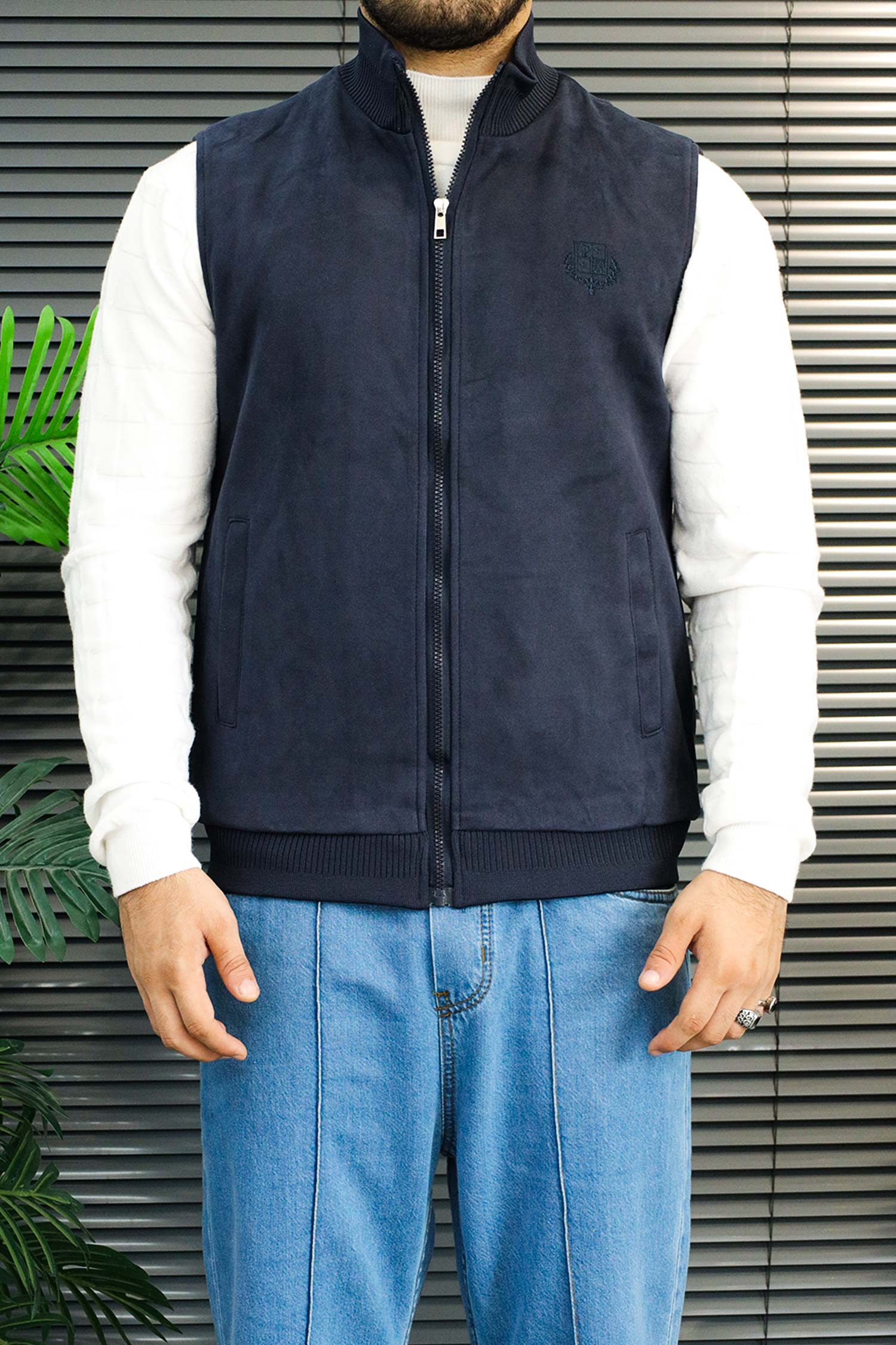 Turbo stand-up collar Imported Suede Men's Gilet