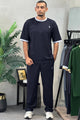 Plo Contrast Trim Men's Co-Ord Set In Dark Navy