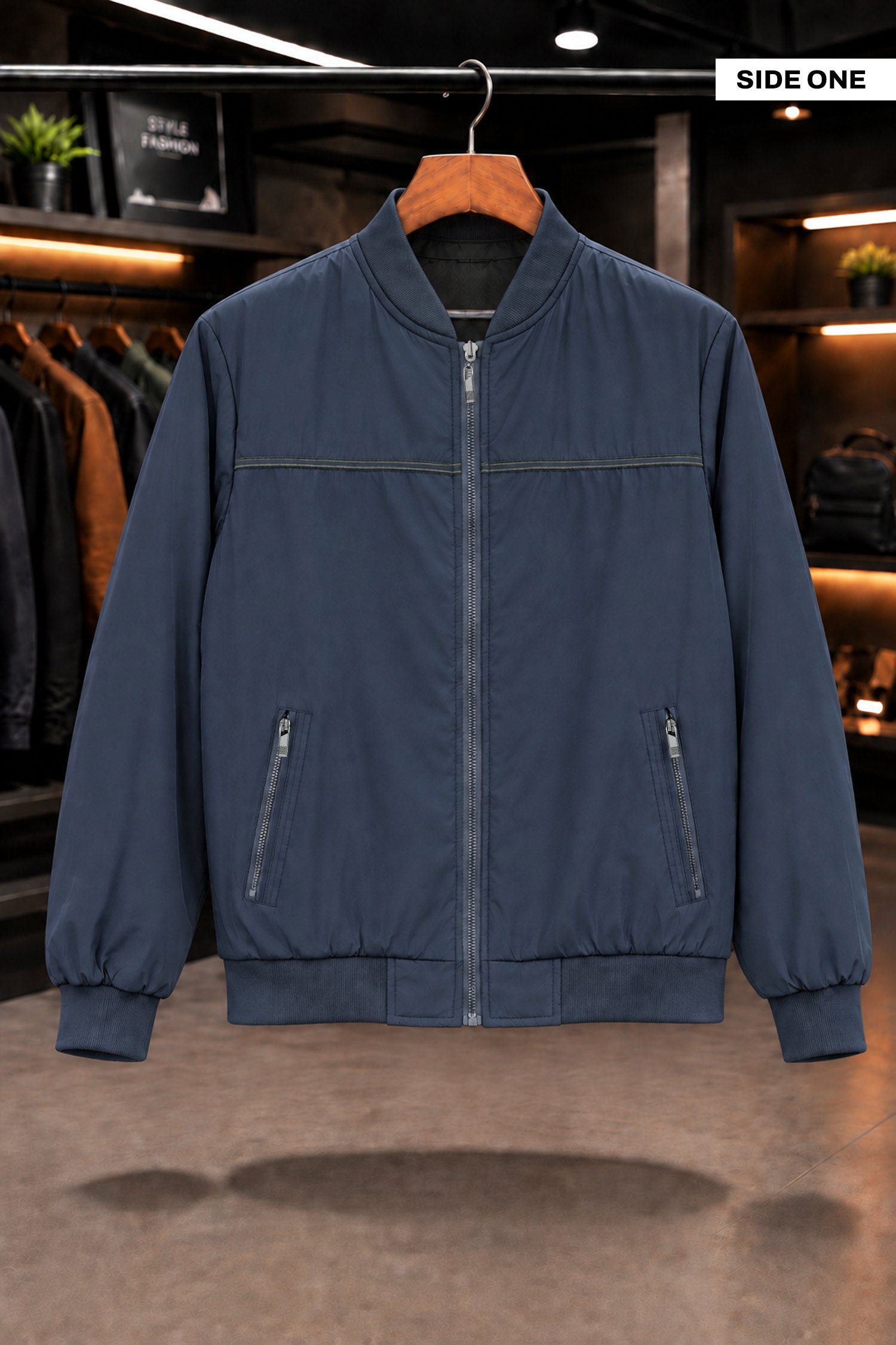 SoftShell Varsity Double-Sided Imported Big Size Light Weight Jacket In Navy Blue
