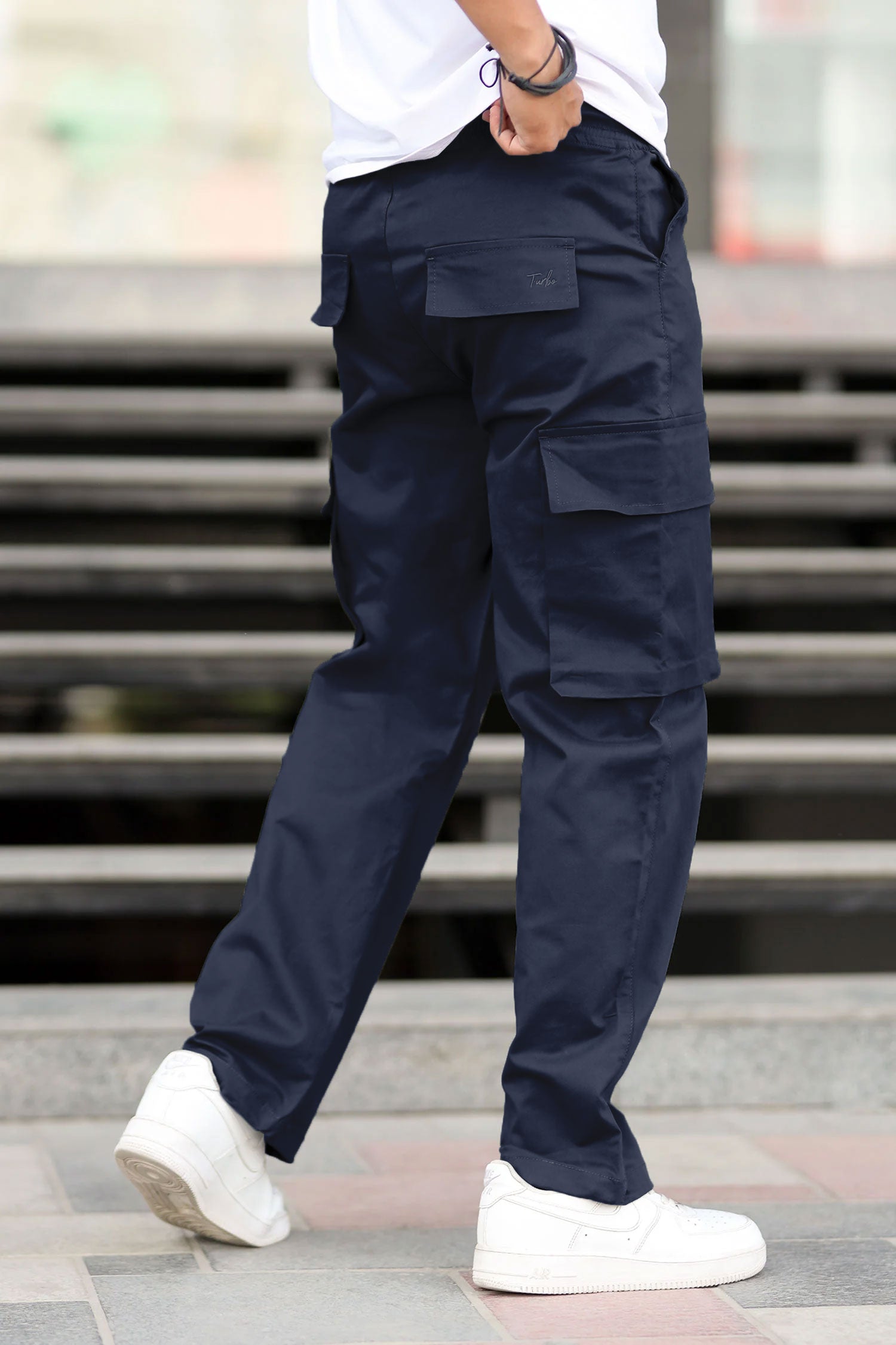 Turbo Relaxed Life Cotton Baggy Fit Trouser In Navy Blue
