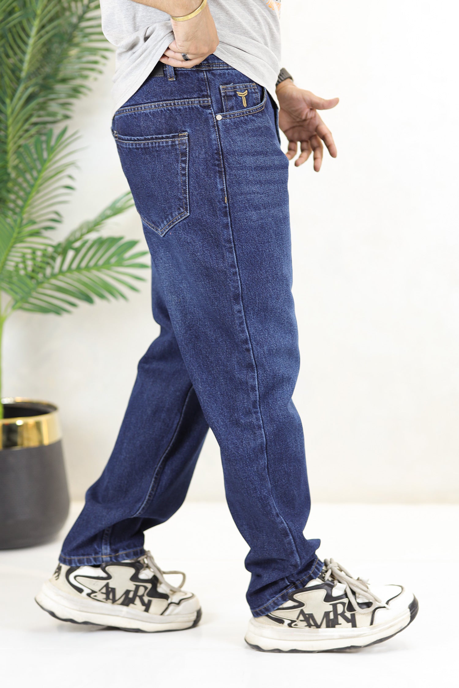 Hip-Hop High Rise Turbo Jeans in Navy Blue