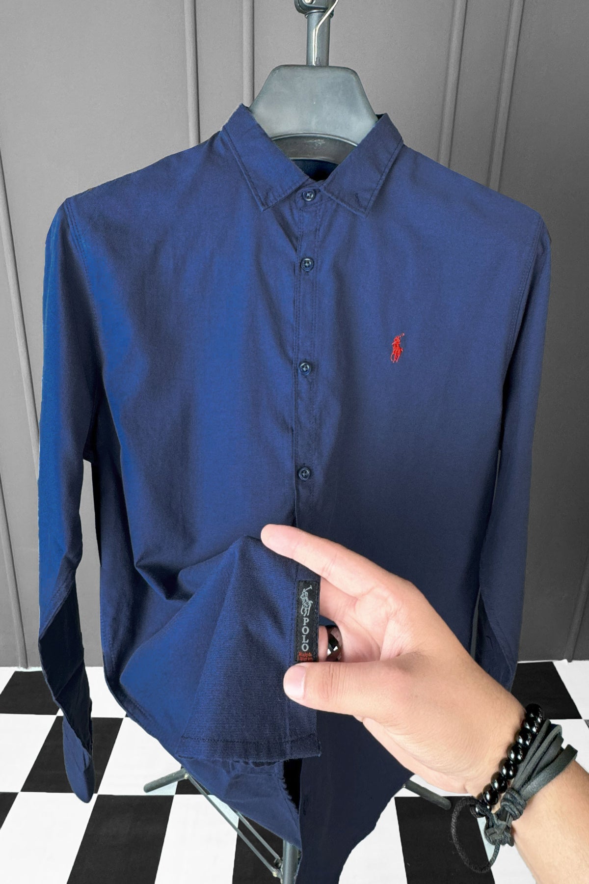 Polo Rph Lren Custom SlimFit Casual Shirt In Navy Blue
