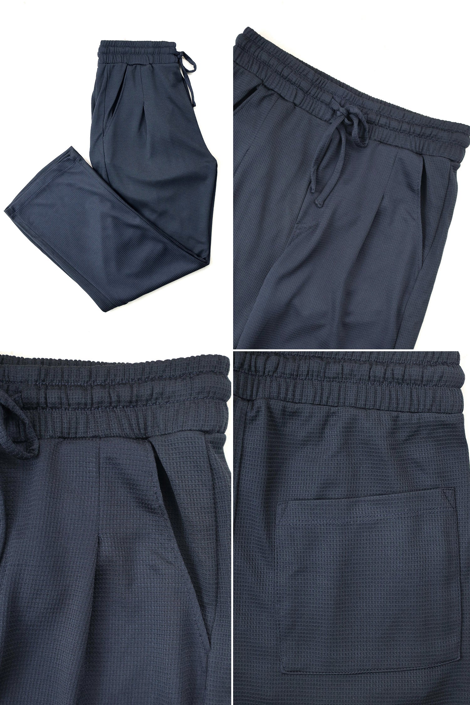 Turbo High Rise Pleated Waffle Pattern Loose Bottom Trouser