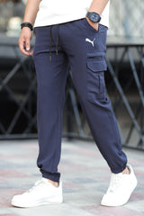 Pma x Nke Chic Micro 7 Pockets Cargo Trouser In Navy Blue