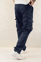 Turbo Relaxed Life Cotton Baggy Fit Trouser In Navy Blue