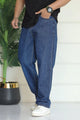 Turbo Men's Relaxed Drift Baggy Jeans In Navy Blue
