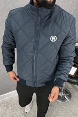 Tmy Hlfgr Warm Diamond Stitch Imported Puffer Jacket In Navy Blue