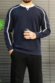 Turbo Minimal Piping Imported Round Neck Men's Sweatshirt In Navy Blue
