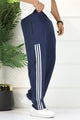 Adds Micro-Tech Half Stripes Loose Bottom Trouser In Navy Blue