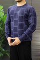 Brick Design Pattern Imported Round Neck Rabbit Wool Men's Sweater