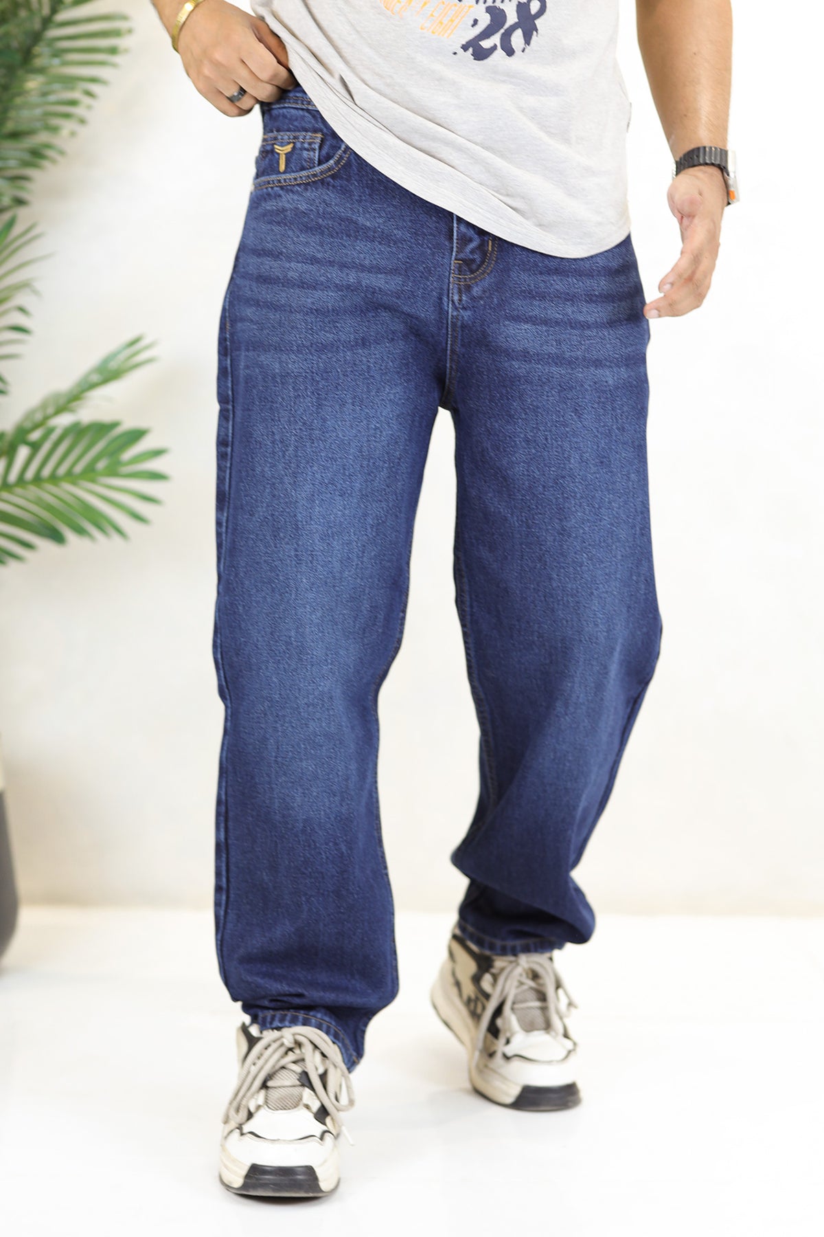 Hip-Hop High Rise Turbo Jeans in Navy Blue