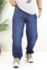 Hip-Hop High Rise Turbo Jeans in Navy Blue