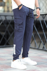 Pma x Nke Chic Micro 7 Pockets Cargo Trouser In Navy Blue