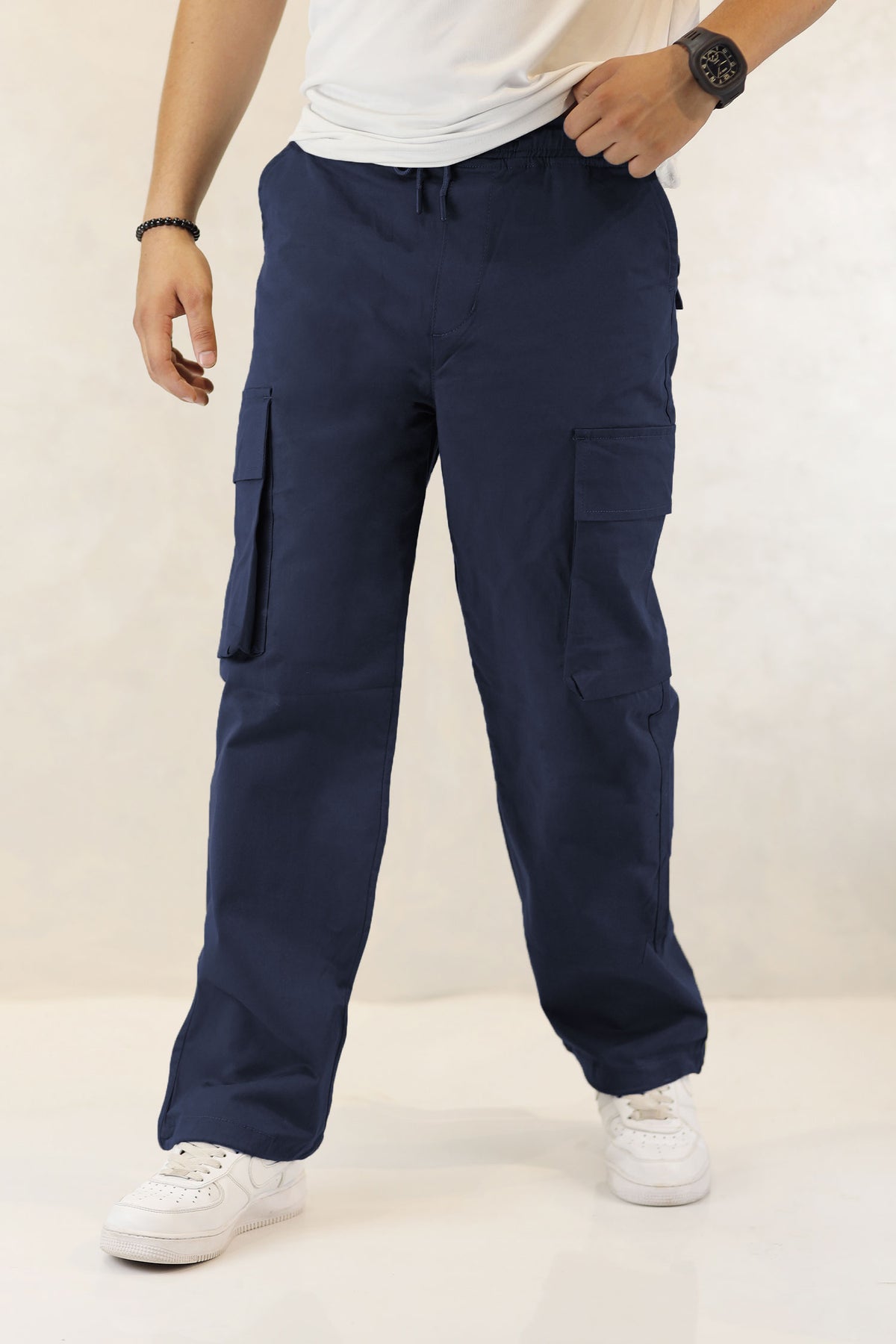 Turbo Relaxed Life Cotton Baggy Fit Trouser In Navy Blue