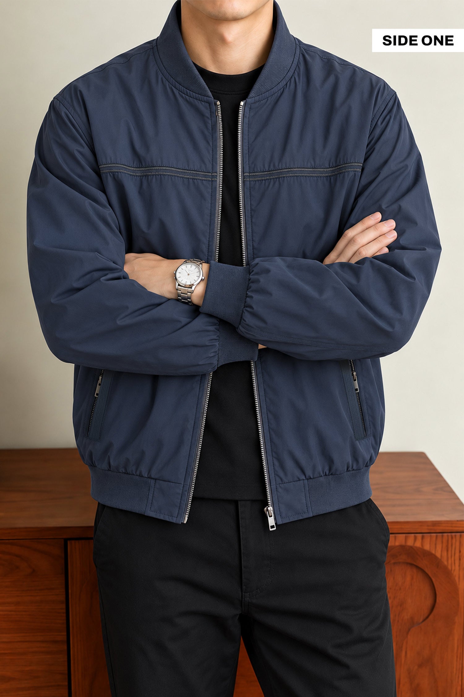 SoftShell Varsity Double-Sided Imported Big Size Light Weight Jacket In Navy Blue