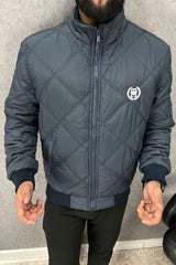 Tmy Hlfgr Warm Diamond Stitch Imported Puffer Jacket In Navy Blue