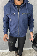 Epic Classic Hooded Zipper Men's Suede Jacket