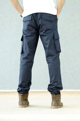 Turbo Vintage Grip Signature Imp Cotton Cargo Trouser In Navy Blue