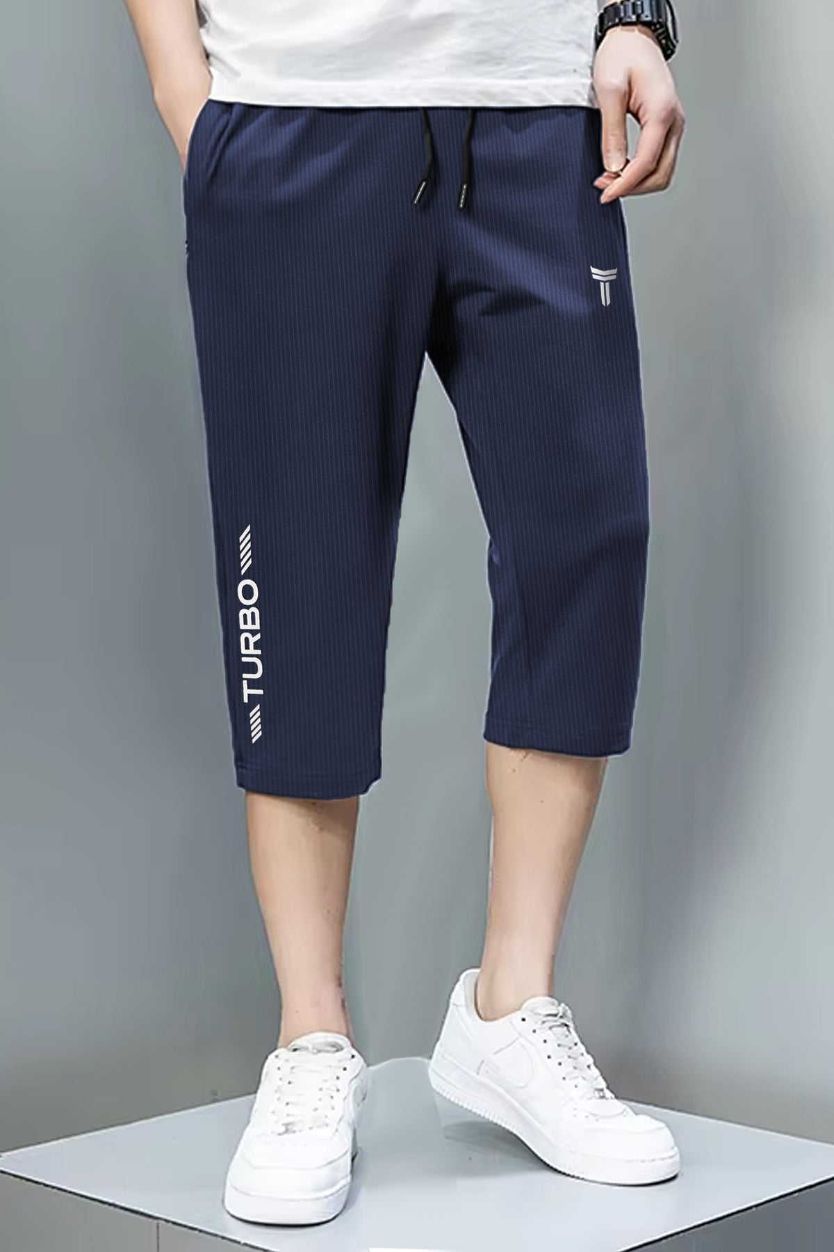 TRB Design Front Logo Print Men Shorts