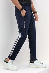 Adds Bottom Stripes Sportswear Trouser In Navy Blue