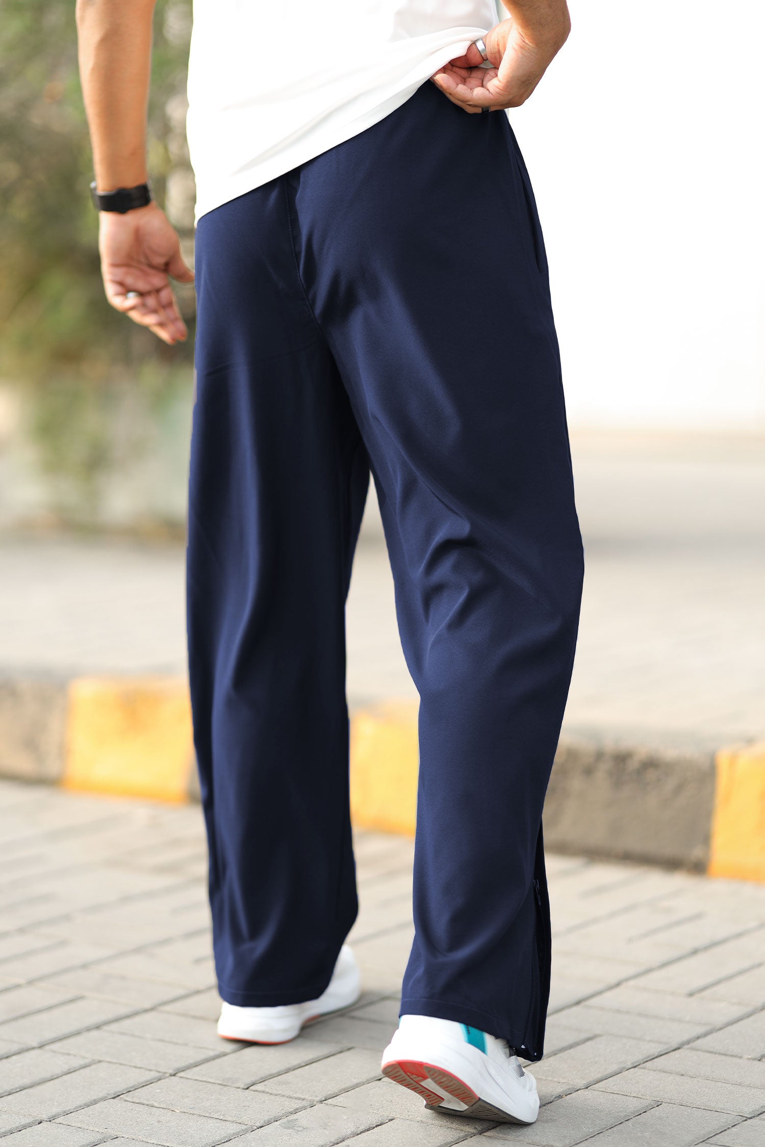 Turbo Loose Bottom Zip Style Imported Sportswear Trouser in Navy Blue