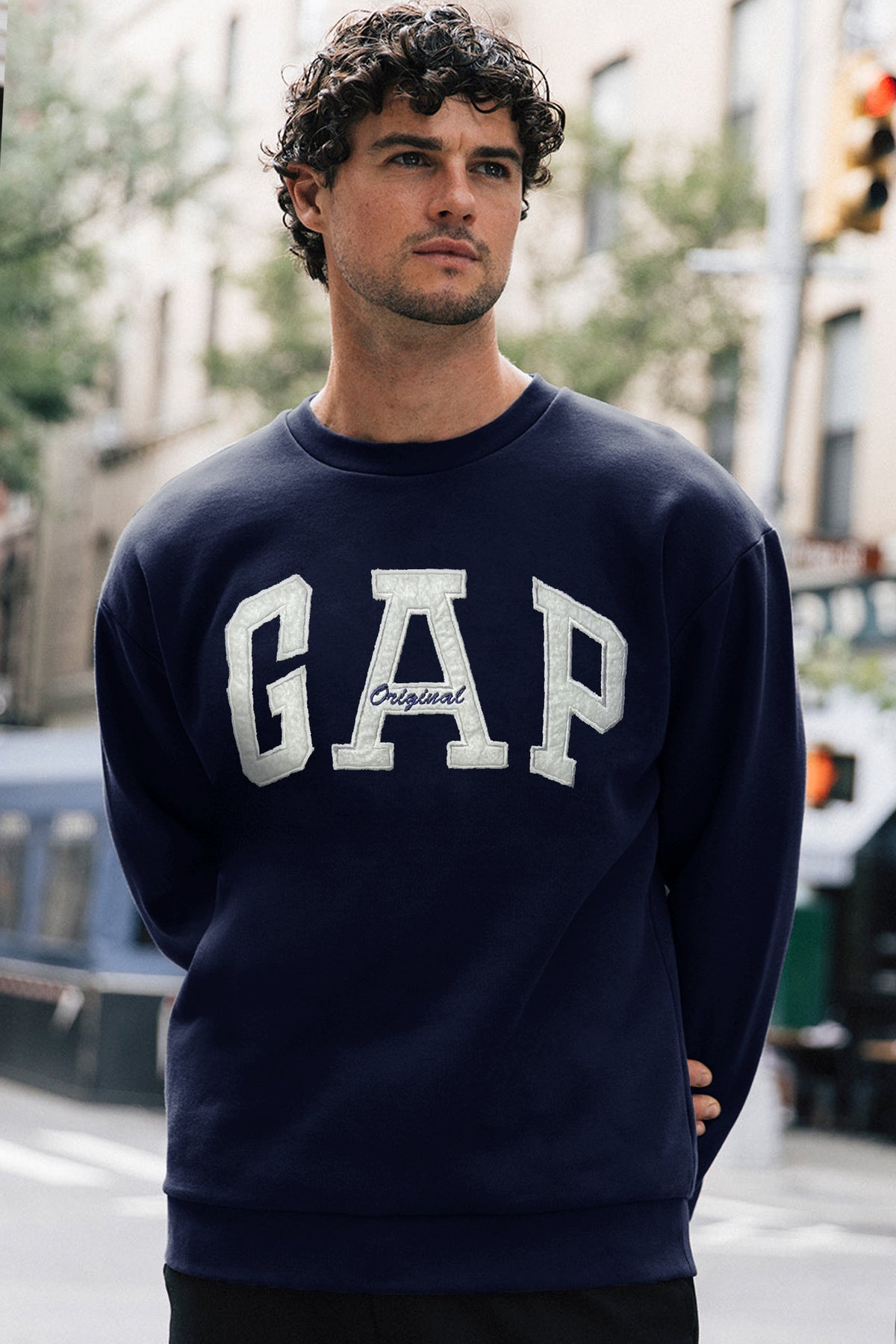 GP Aplic Arch logo Full Sleeves Men's Sweatshirt In Navy Blue