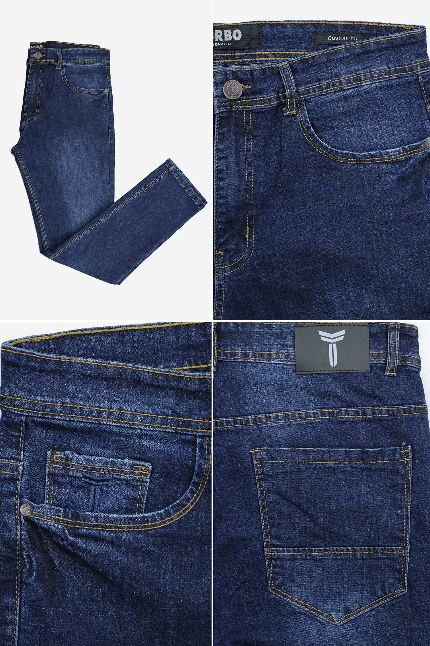 Turbo Apex-Stretch Slim Fit Jeans In Navy Blue