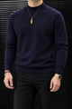 Turbo Warm Padding Imported Plain Mock Neck Men's Sweater In Navy Blue