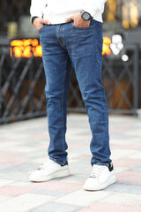 Cool Color Slim Fit Turbo Jeans In Navy Blue