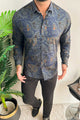 Turbo Retro Flower Motif Long Sleeve Cotton Casual Shirt