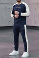 Turbo Color-Blocked Panel Men's Co-Ord Set In Navy Blue