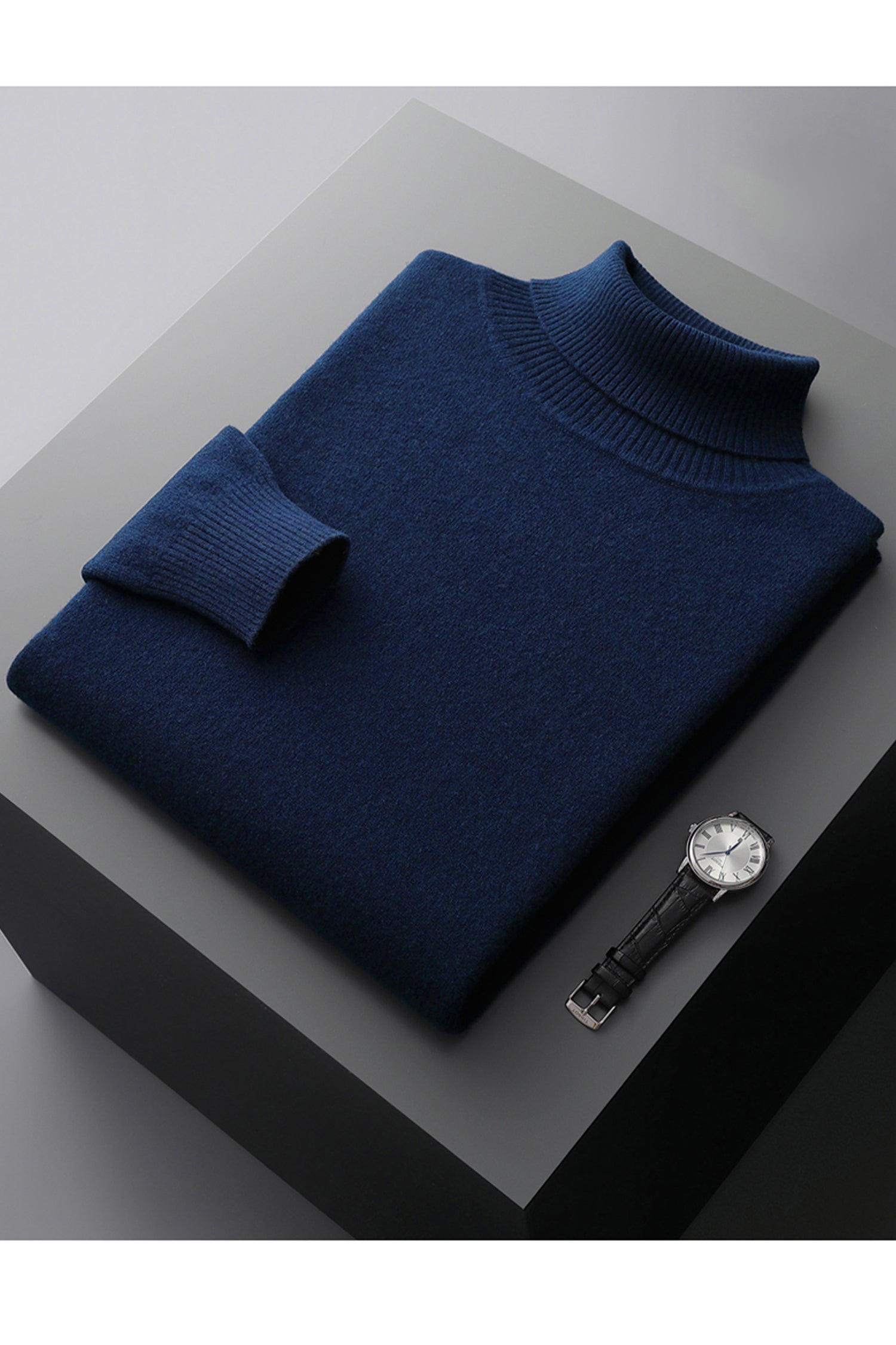 Turtleneck Cashmere High Neck In Navy Blue