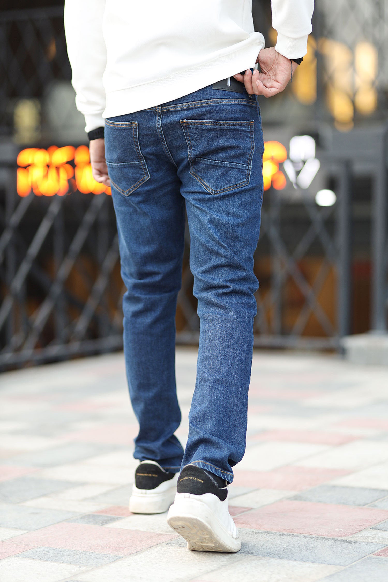 Cool Color Slim Fit Turbo Jeans In Navy Blue