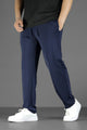 Turbo Everyday Wear Self Design Trouser In Navy Blue