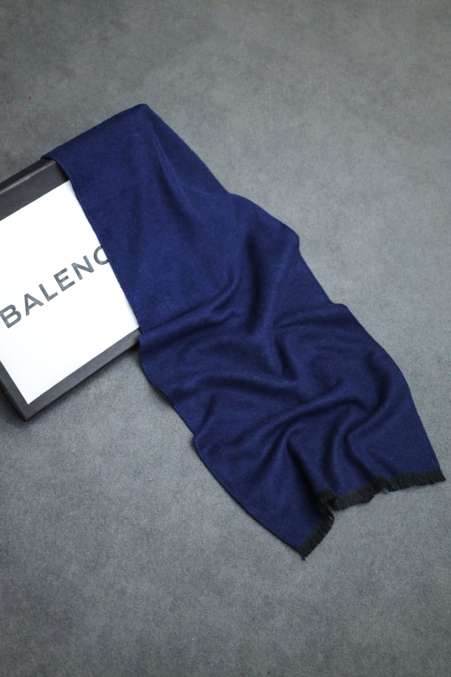 Blncaga Macro Writing Authentic Wool Men Mufflers In Navy Blue