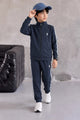 Polo Pony Style Side Stripe Zipper Kid's Co-Ord Set In Navy Blue