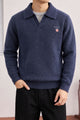 Gnt Fuzzy Knit Imported Round Neck Rabbit Wool Men's Sweater